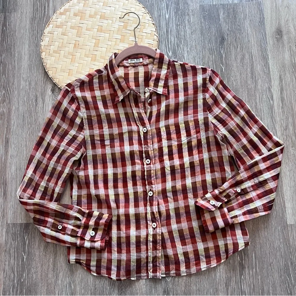 Miu miu plaid button down shirt - Picture 1 of 11